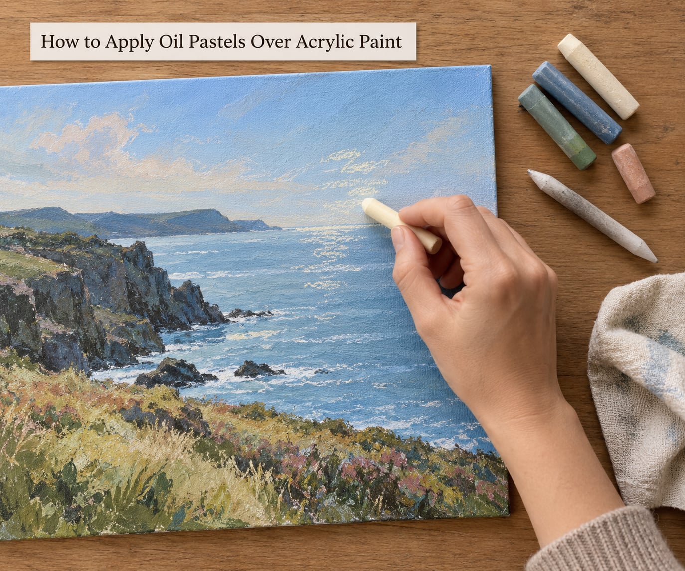 How to Apply Oil Pastels Over Acrylic Paint