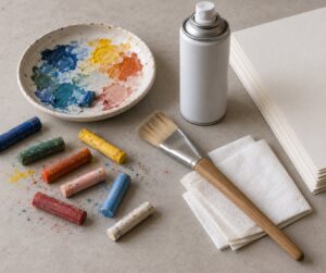 how to set oil pastel so it does not smudge