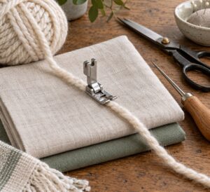 how to couch yarn with a sewing machine