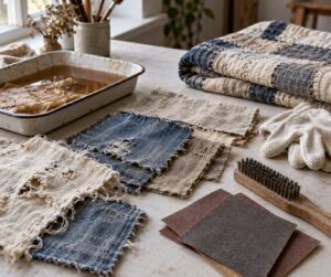 how to distress fabric for art projects