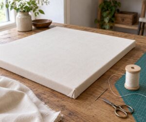 how to sew fabric onto stretched canvas