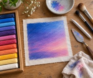 how to blend oil pastels on fabric