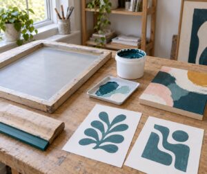 how to screen print over acrylic paint