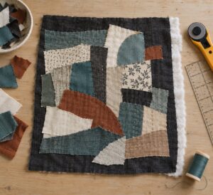 how to use scraps to make a collage quilt