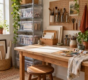 how to organize an art studio on a budget