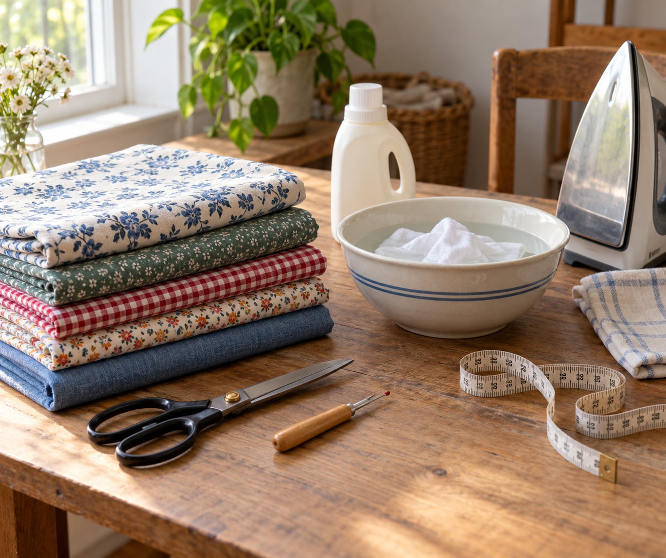 how to prepare thrifted fabric for sewing