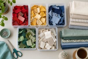 how to organize fabric scraps by color