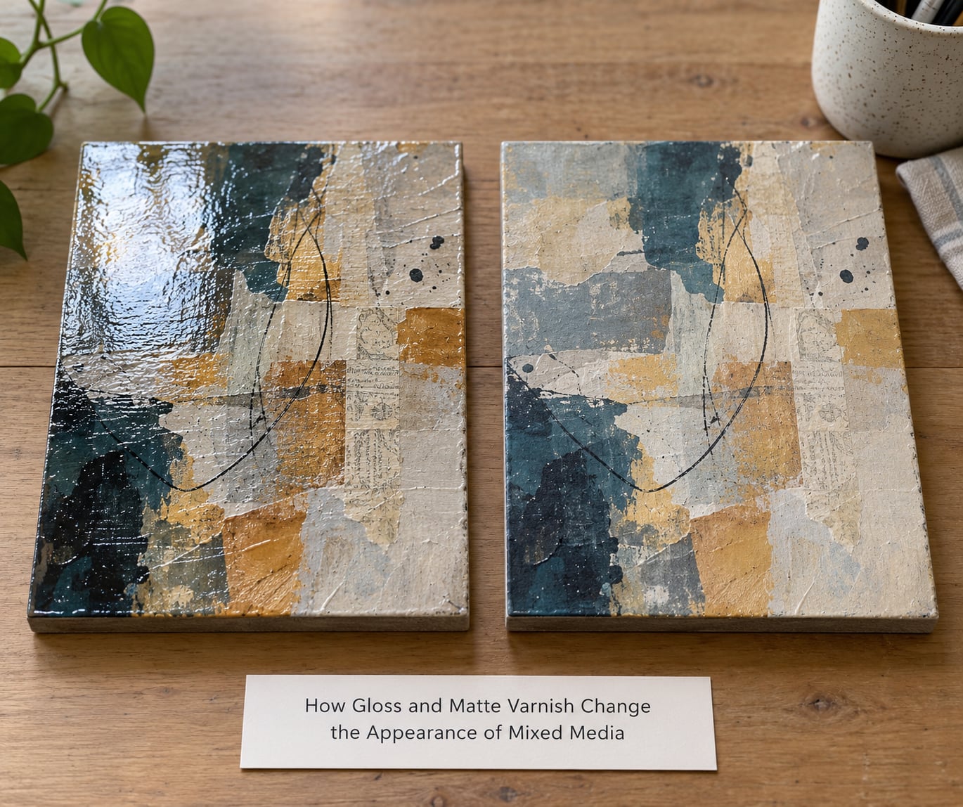 How Gloss and Matte Varnish Change the Appearance of Mixed Media