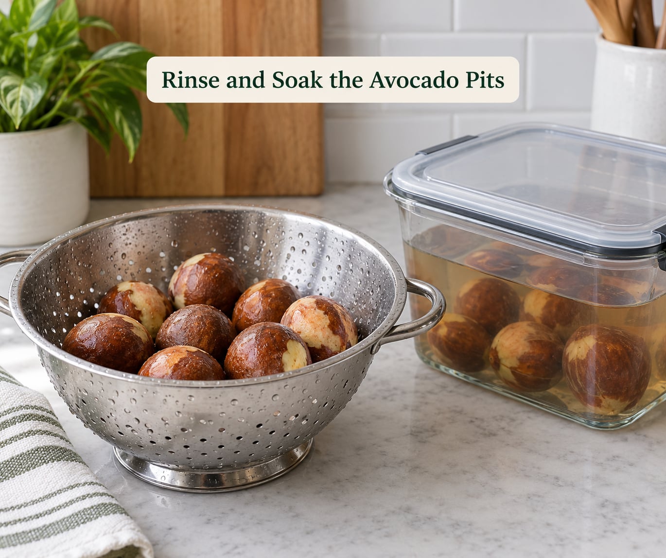 Rinse and Soak the Avocado Pits