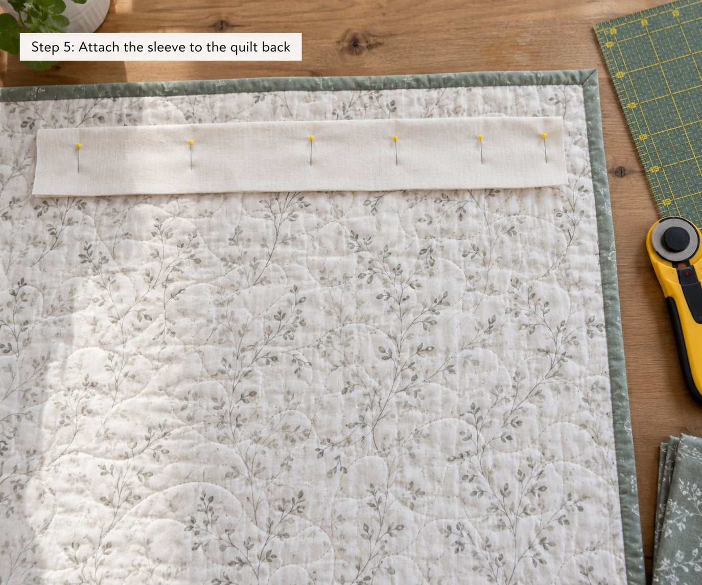 Step 5: Attach the sleeve to the quilt back