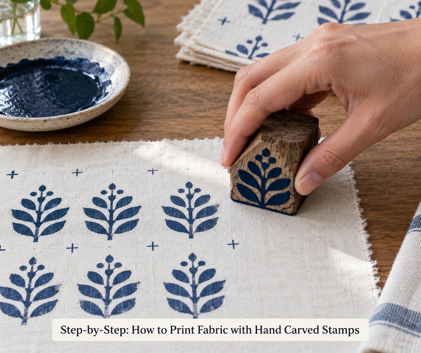Step-by-Step: How to Print Fabric with Hand Carved Stamps