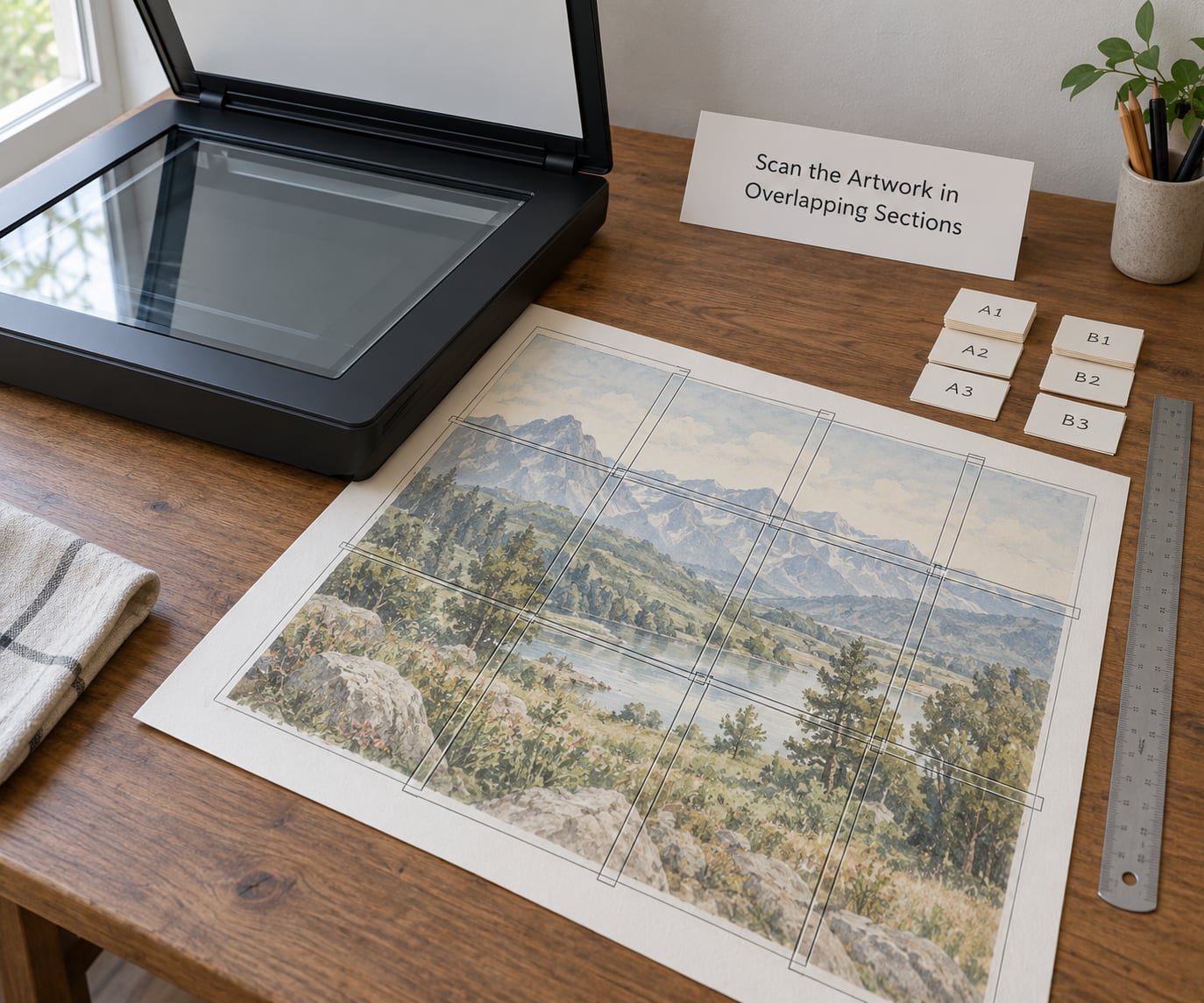 Scan the Artwork in Overlapping Sections