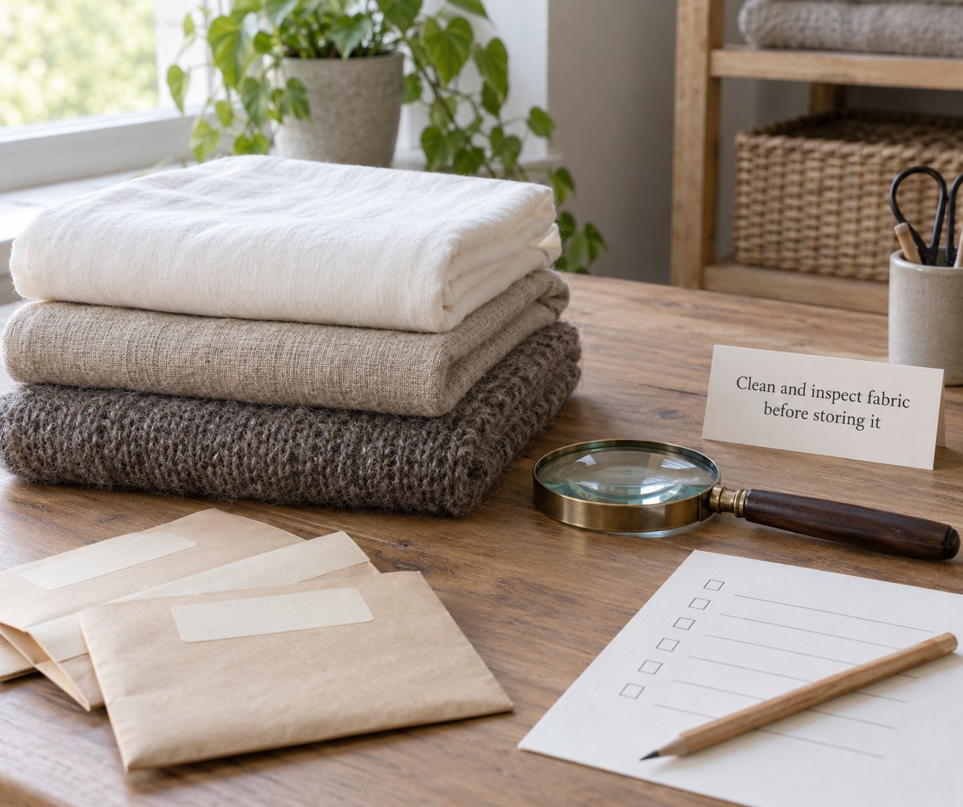 Clean and inspect fabric before storing it