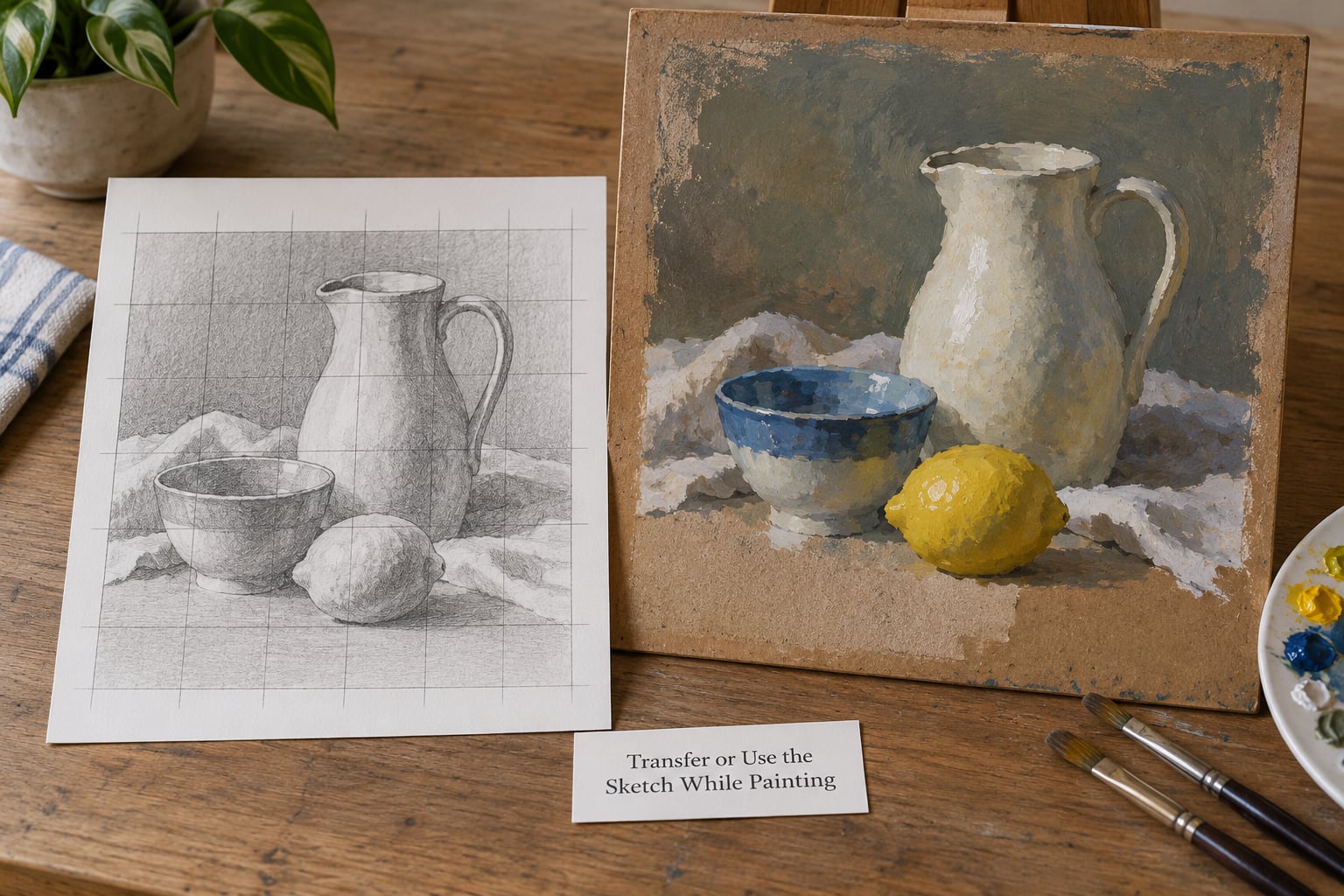 Transfer or Use the Sketch While Painting