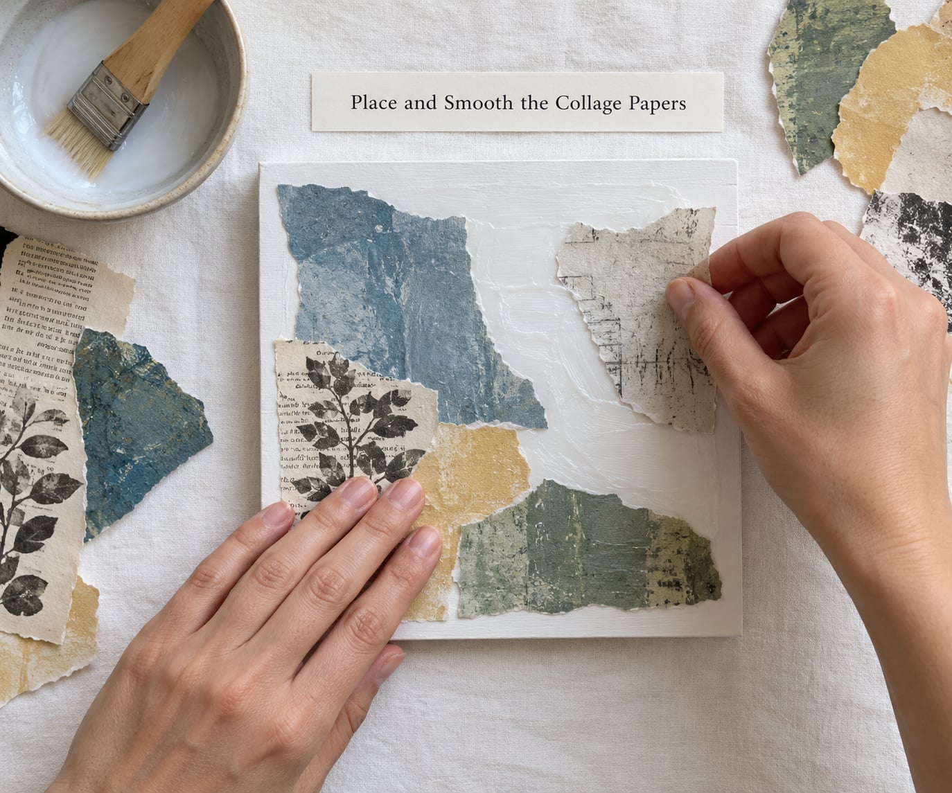 Place and Smooth the Collage Papers