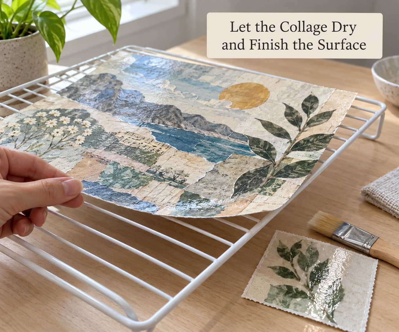 Let the Collage Dry and Finish the Surface