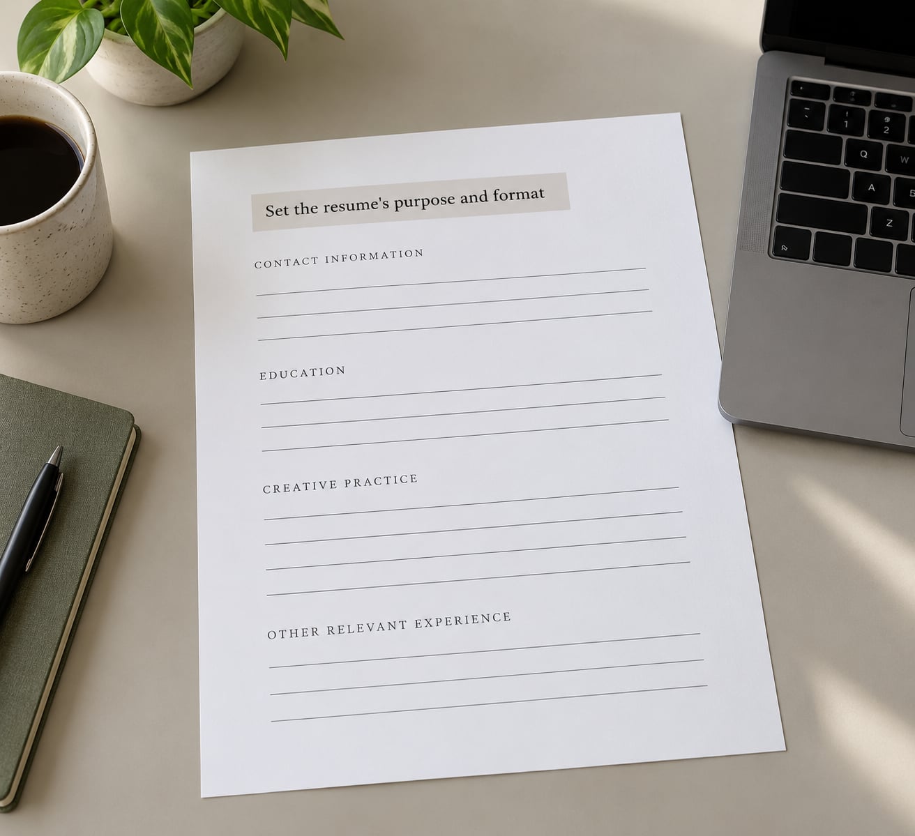 Set the resume's purpose and format